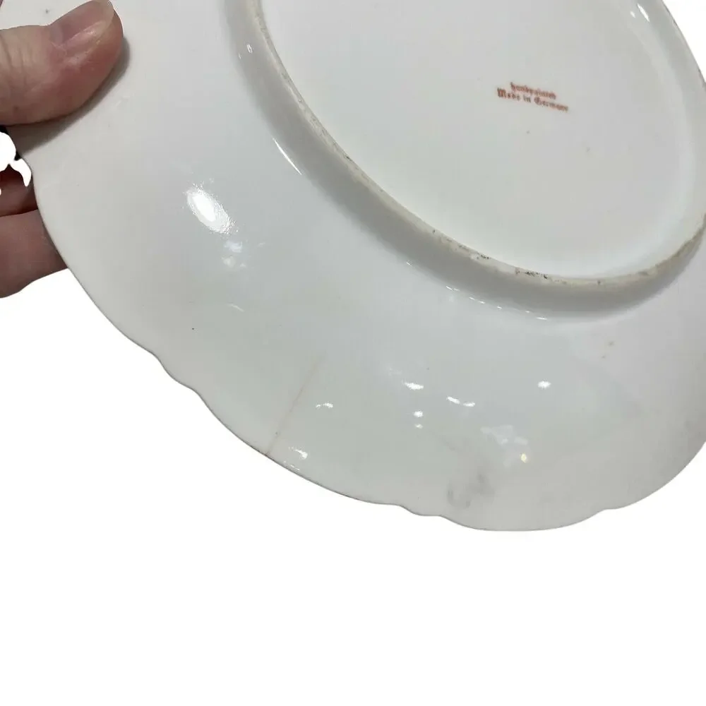 German Decorative Arts Cabinet Display Cake Plate Porcelain Ceramic Floral FLAW